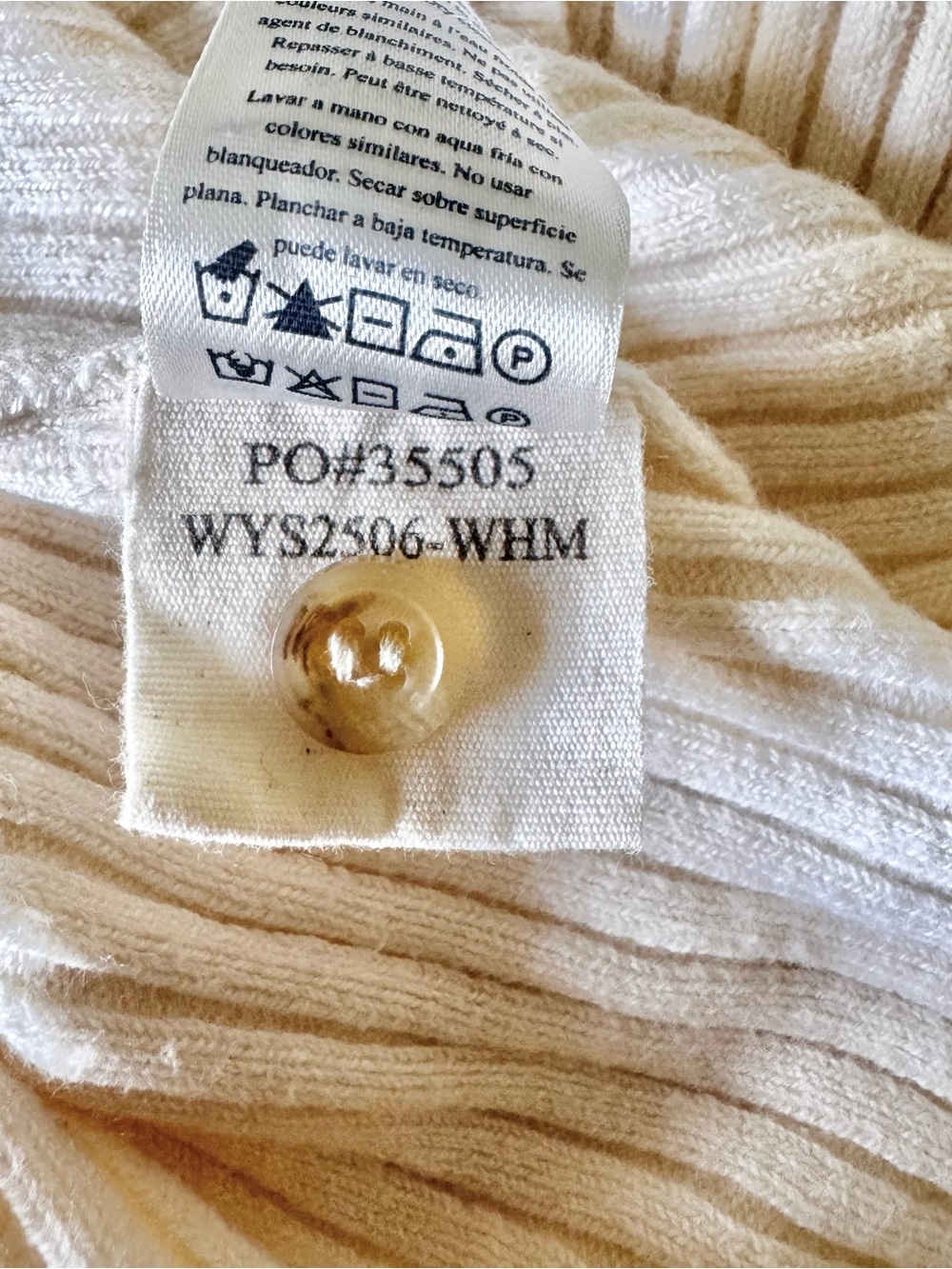 Faherty Cream Ribbed Button-Up Top - Picture 6 of 7